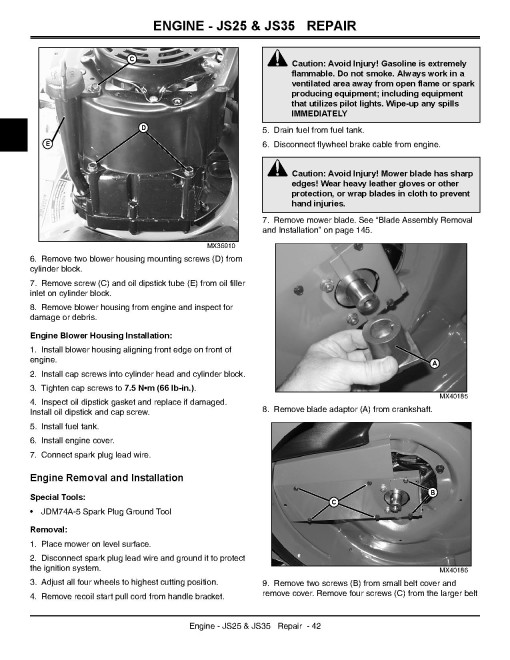 John Deere MowMentum JS25, JS35 and JS45 Walk-Behind Rotary Mowers Technical Manual (TM103619) John Deere MowMentum JS25, JS35 and JS45 Walk-Behind Rotary Mowers Technical Manual (TM103619)