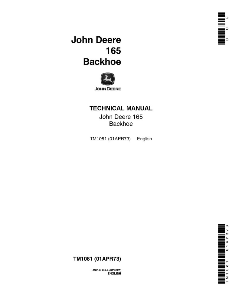John Deere 165 Backhoe Technical Manual (TM1081) John Deere 165 Backhoe Technical Manual (TM1081)