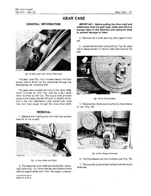 John Deere 300 Corn Haskers Technical Manual (TM1121) John Deere 300 Corn Haskers Technical Manual (TM1121)