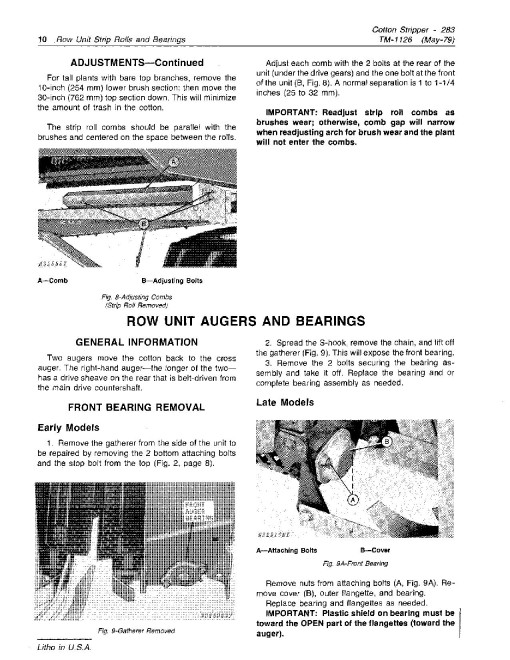 John Deere 283 Cotton Strippers Technical Manual (TM1126) John Deere 283 Cotton Strippers Technical Manual (TM1126)