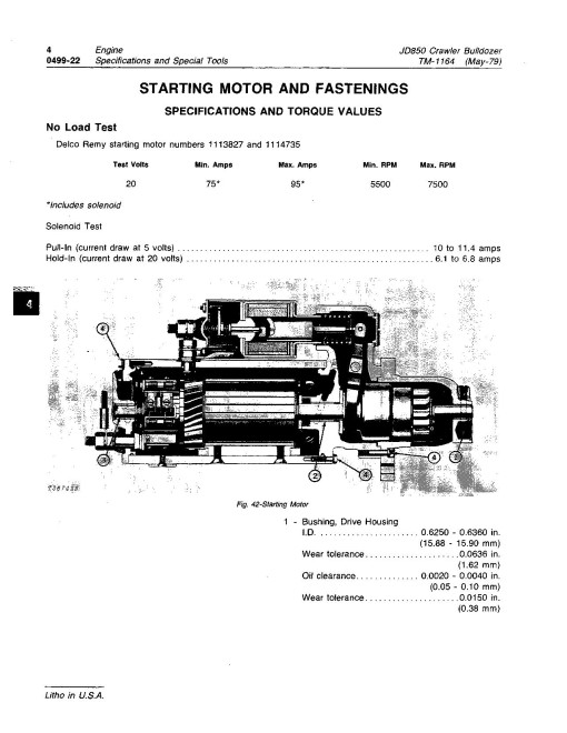 John Deere 850 and JD850 Crawler Dozers Technical Manual (TM1164)