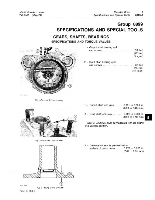 John Deere 855 and JD855 Crawler Loaders Technical Manual (TM1165)