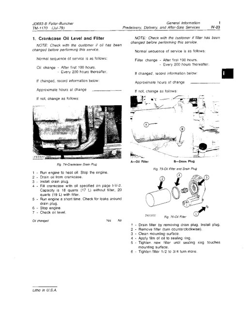 John Deere JD693-B Feller Bunchers Technical Manual (TM1170)