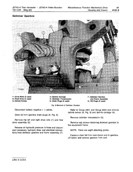 John Deere JD743-A Feller Bunchers and JD743-A Harvesters Technical Manual (TM1226)