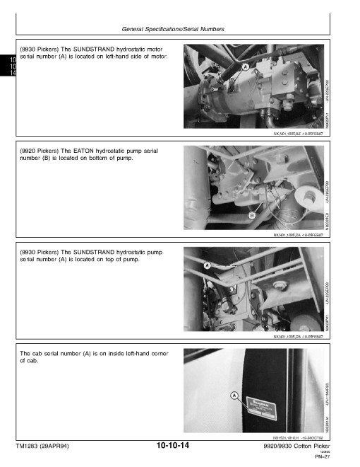 John Deere 9920 and 9930 Cotton Pickers Technical Manual (TM1283) John Deere 9920 and 9930 Cotton Pickers Technical Manual (TM1283)