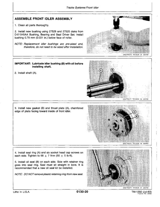 John Deere 550A Crawler Dozers and 555A Crawler Loaders Technical Manual (TM1292)