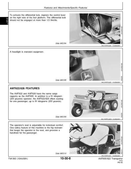 John Deere AMT600, AMT622 and AMT626 All Material Transporters Technical Manual (TM1363) John Deere AMT600, AMT622 and AMT626 All Material Transporters Technical Manual (TM1363)