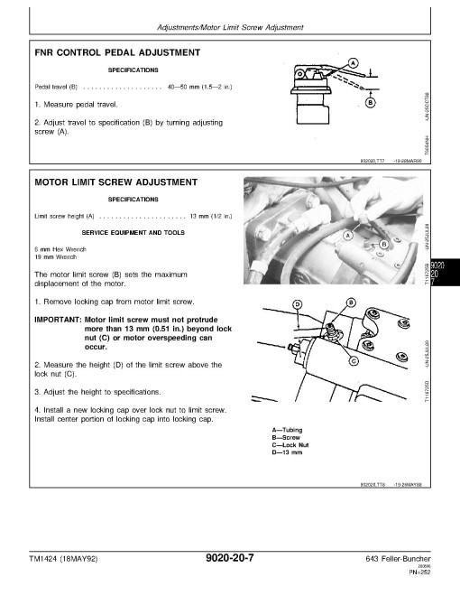John Deere 643 Wheeled Feller Bunchers Operation and Test Manual (TM1424)