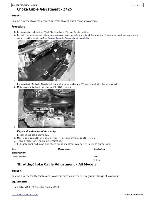 John Deere EZTrak Z245 and Z425 Zero-Turn Mowers Technical Manual (tm1498) John Deere EZTrak Z245 and Z425 Zero-Turn Mowers Technical Manual (tm1498)
