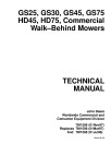 John Deere GS25, GS30, GS45, GS75, HD45 and HD75 Commercial Walk-Behind Mowers Technical Manual (TM1598)