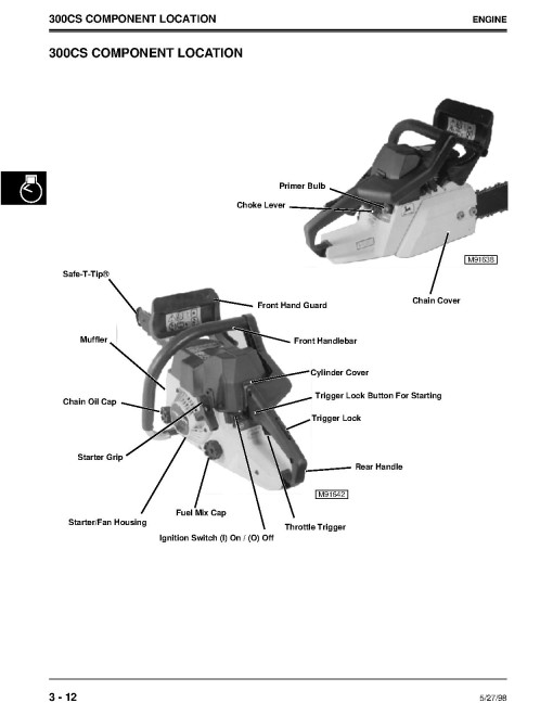 John Deere 200CS, 230CS, 300CS and 550CS Chainsaws Technical Manual (TM1750) John Deere 200CS, 230CS, 300CS and 550CS Chainsaws Technical Manual (TM1750)