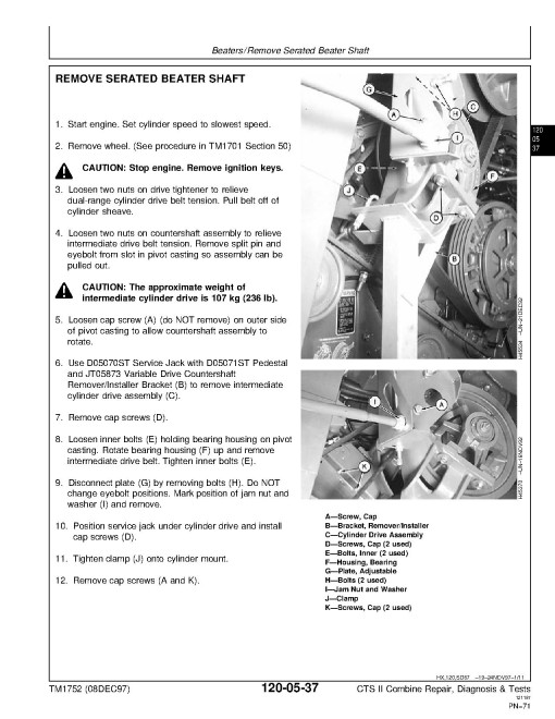 John Deere CTS II (SN: 675000-) Combines Diagnostic and Repair Manual (TM1752)