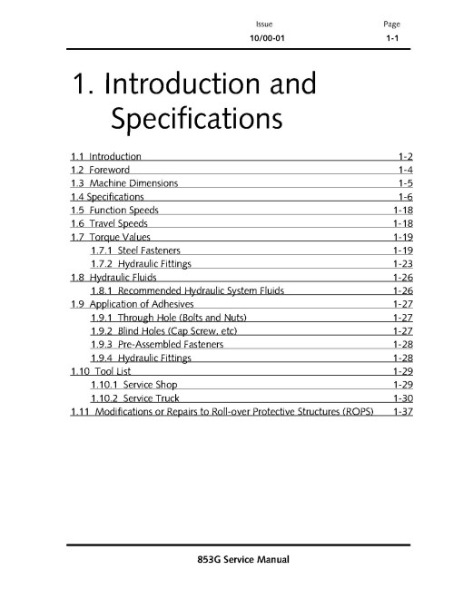 John Deere 853G Feller Bunchers Technical Manual (TM1889) John Deere 853G Feller Bunchers Technical Manual (TM1889)