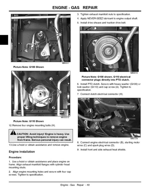 John Deere G100 and G110 Lawn and Garden Tractors Technical Manual (TM2020) John Deere G100 and G110 Lawn and Garden Tractors Technical Manual (TM2020)