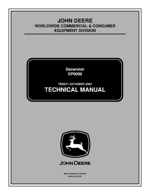 John Deere DP6000 Generators Technical Manual (TM2071) John Deere DP6000 Generators Technical Manual (TM2071)
