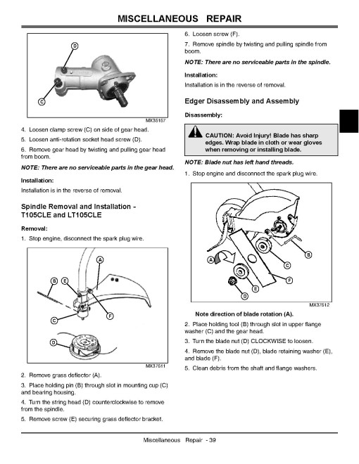 John Deere T105CLE, T105SLE, XT105SB LE, XT120LE, XT140LE, XT140SB LE, XT140SSE LE, XT170LE and XT250B LE Trimmers Technical Manual (TM2189) John Deere T105CLE, T105SLE, XT105SB LE, XT120LE, XT140LE, XT140SB LE, XT140SSE LE, XT170LE and XT250B LE Trimmers Technical Manual (TM2189)
