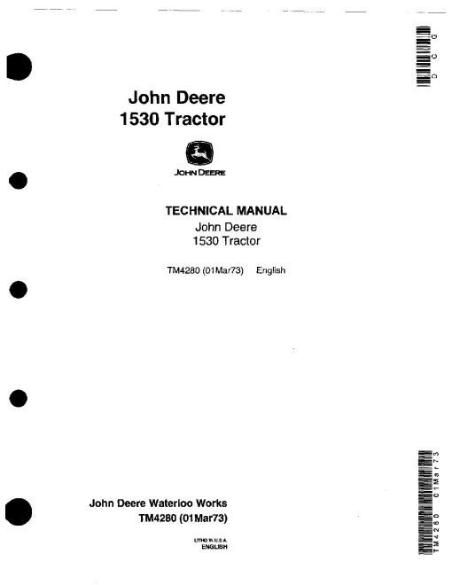 John Deere 1530 Tractors Technical Service Manual (tm4280) John Deere 1530 Tractors Technical Service Manual (tm4280)