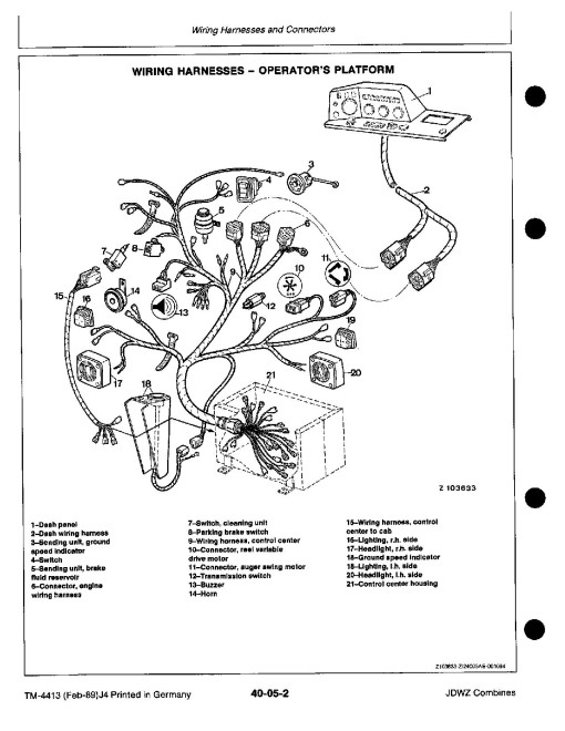 John Deere 1032, 1042, 1052 and 1055 Combines (Europe) Technical Manual (TM4413) John Deere 1032, 1042, 1052 and 1055 Combines (Europe) Technical Manual (TM4413)