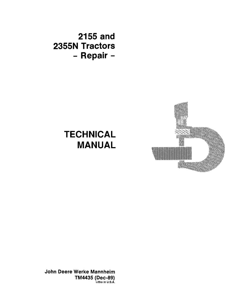 John Deere 2155 and 2355N Tractors Repair Manual (TM4435) John Deere 2155 and 2355N Tractors Repair Manual (TM4435)