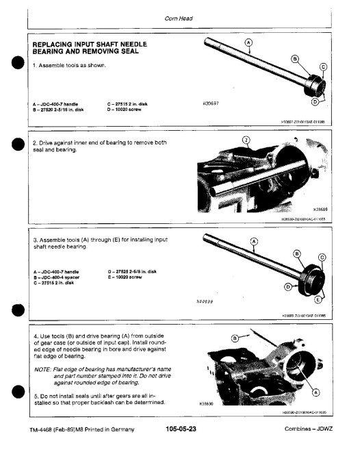 John Deere 483, 583, 683 Corn Heads, 810, 812, 812SH, 814, 814SH, 816, 816SH, 818 and 820 Platforms (Europe) Technical Manual (TM4468) John Deere 483, 583, 683 Corn Heads, 810, 812, 812SH, 814, 814SH, 816, 816SH, 818 and 820 Platforms (Europe) Technical Manual (TM4468)