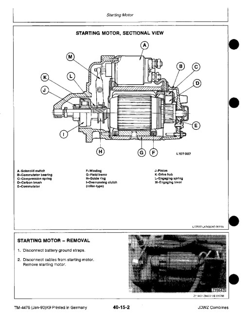 John Deere 1133, 1144, 1155, 1157 and 1158 Combines (Europe) Technical Manual (TM4476) John Deere 1133, 1144, 1155, 1157 and 1158 Combines (Europe) Technical Manual (TM4476)