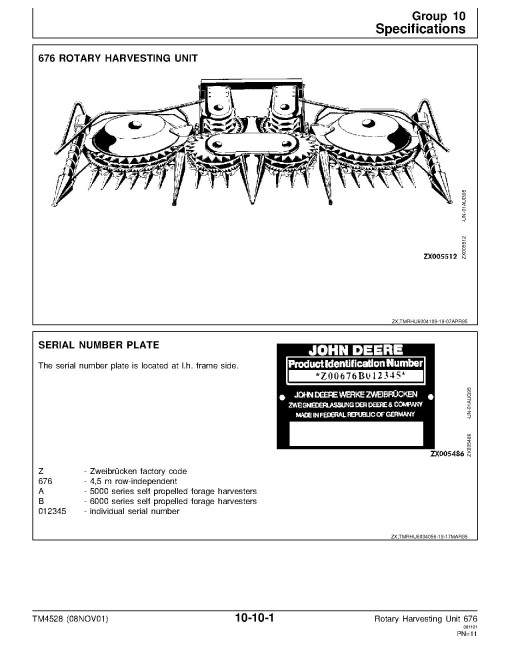 John Deere 676 Rotary Harvesting Units Technical Manual (TM4528) John Deere 676 Rotary Harvesting Units Technical Manual (TM4528)
