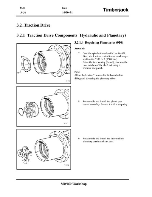 John Deere / TimberJack 850 and 950 Feller Bunchers Technical Manual (TMF292296)