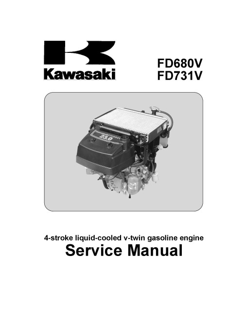 Kawasaki FD680V and FD731V 4-stroke liquid-cooled v-twin Gasoline Engines Service Manual (KW-99924-2065-01)