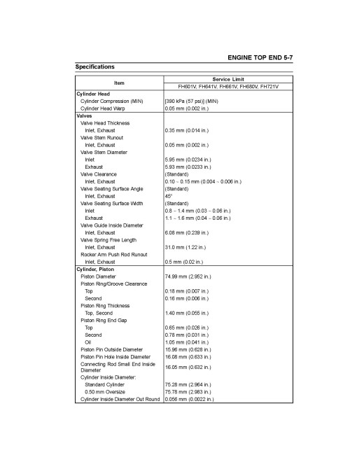 Kawasaki FH451V, FH500V, FH531V, FH541V, FH580V, FH601V, FH641V, FH661V, FH680V, FH721V Gas.Engines Service Manual (KW-99924-2078-01)