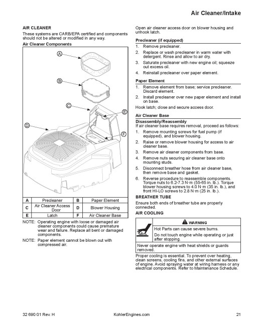 Kohler Courage SV710,SV715,SV720,SV725,SV730,SV735,SV740; Courage Pro SV810,SV820,SV830,SV840 Gasoline Engines Service Manual