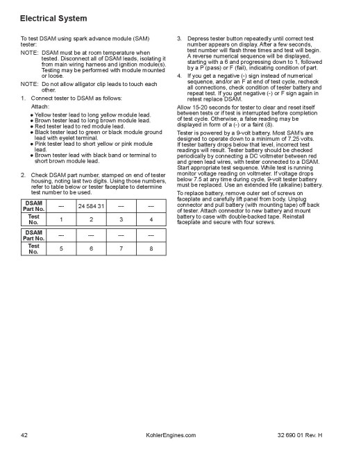 Kohler Courage SV710,SV715,SV720,SV725,SV730,SV735,SV740; Courage Pro SV810,SV820,SV830,SV840 Gasoline Engines Service Manual
