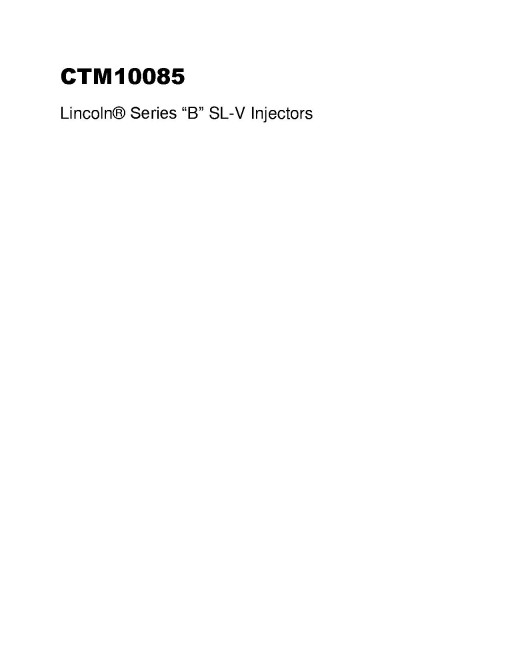 Linclon Series B SL-V Injectors Component Technical Manual (CTM10085)