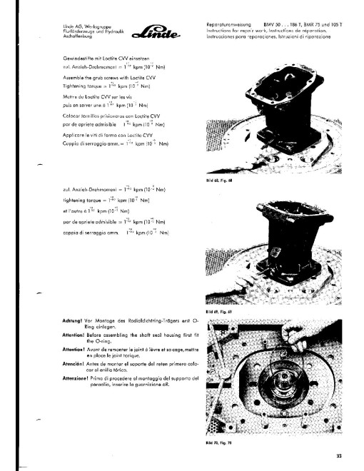 Linde BMV135, BMV186, BMV186 HF and BMV260 Hydrostatic Motors Technical Manual (TM2225)