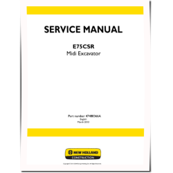 New Holland E75CSR Compact Excavators Service Manual (47488366A)