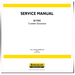 New Holland E175C Crawler Excavators Service Manual (47494131A)