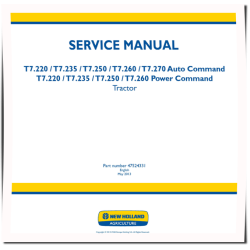 Auto Command / Power Command T7.220, T7.235, T7.250, T7.260, T7.270 Tractors Service Manual (47524331)