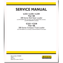 C232, C238 Compact Track Loaders, L223, L225 and L230 Skid Steer Loaders (Tier 4A) Service Manual (47540694)