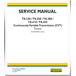 T8.320, T8.350, T8.380, T8.410 and T8.435 Tier 4B Tractors with CVT (North American Edition) Service Manual (47685455)