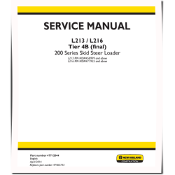 L213 (SN from NDM458999) and L216 (SN from NDM477925) Tier 4B Final Skid Steer Loaders Service Manual (47712044)