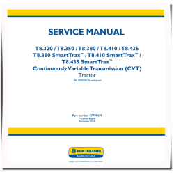 T8.320, T8.350, T8.380, T8.410, T8.435 incl.SmartTrax Tier 2 Tractors with CVT (Export) Service Manual (47799439)