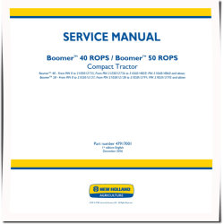 Boomer 40 ROPS and 50 ROPS Compact Tractors (Europe) Service Manual (47917001)