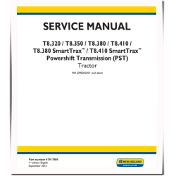 T8.320, T8.350, T8.380, T8.410 incl.SmartTrax Tractors w.PST (N.America, Australia, New Zealand) Service Manual (47917989)