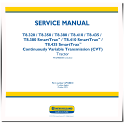 T8.320, T8.350, T8.380, T8.410, T8.435 incl.SmartTrax Tractors Tier 2 w.CVT (Export) Service Manual (47918010)