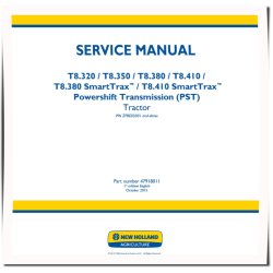 T8.320, T8.350, T8.380, T8.410, SmartTrax T8.380 and T8.410 Tractors Tier 2 with PST (Export) Service Manual (47918011)