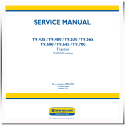 T9.435, T9.480, T9.530, T9.565, T9.600, T9.645 and T9.700 4WD Articulated Tractors (European Edition) Service Manual (47924553)