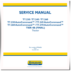 T7.230, T7.245, T7.260, T7.270 incl AutoCommand Tier 4B Final Tractors (Export) Service Manual (47936456)