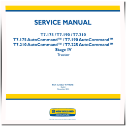 T7.175, T7.190, T7.210, AutoCommand T7.175, T7.190, T7.210 and T7.225 Stage IV Tractors (Europe) Service Manual (47936461)