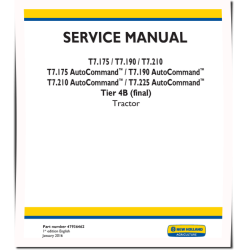 T7.175, T7.190, T7.210, T7.225 incl.AutoCommand Tier 4B Final Tractors (North America) Service Manual (47936462)