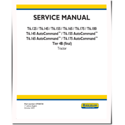 T6.125, T6.145, T6.155, T6.165, T6.175, T6.180 incl. AutoCommand Tier 4B Final Tractors (N.America) Service Manual (47938738)