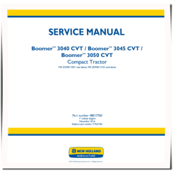 Boomer 3040 CVT, 3045 CVT and 3050 CVT Compact Tractors (Europe) Service Manual (48017760)